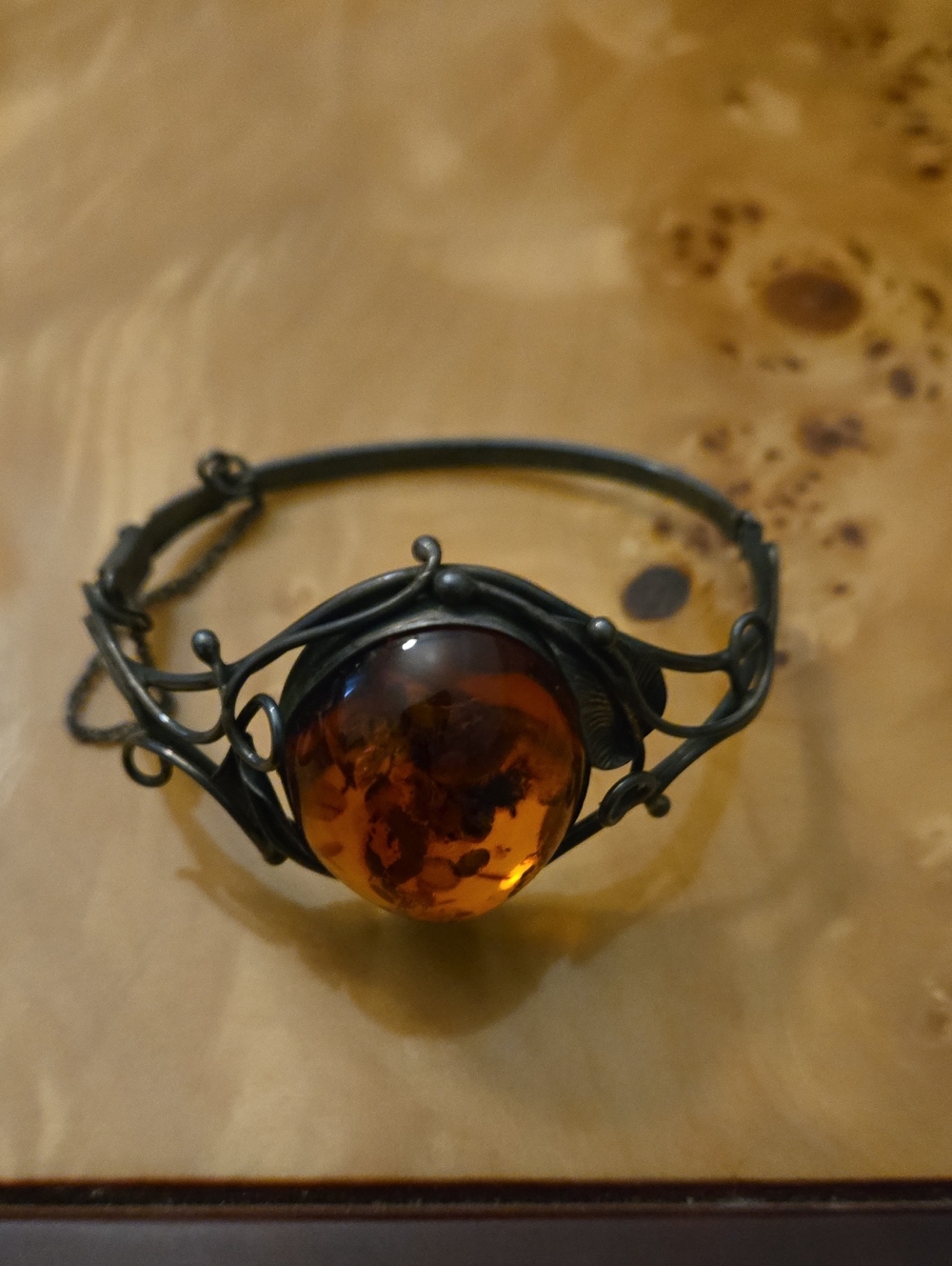 Amber Cabochon Statement Bangle - Women's Jewelry - Picture 1 of 6